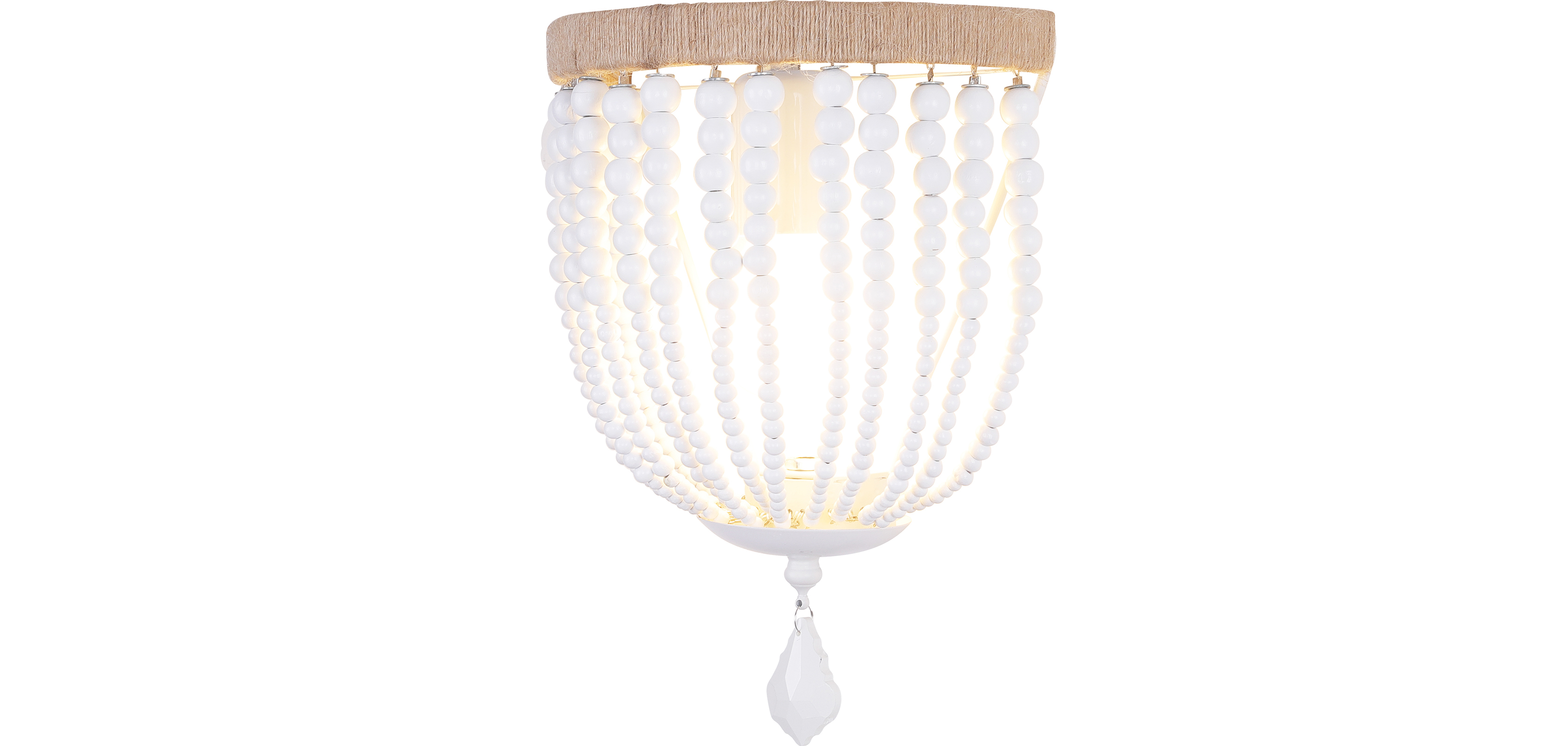 Boho Style Holz und Perlen Wandleuchte