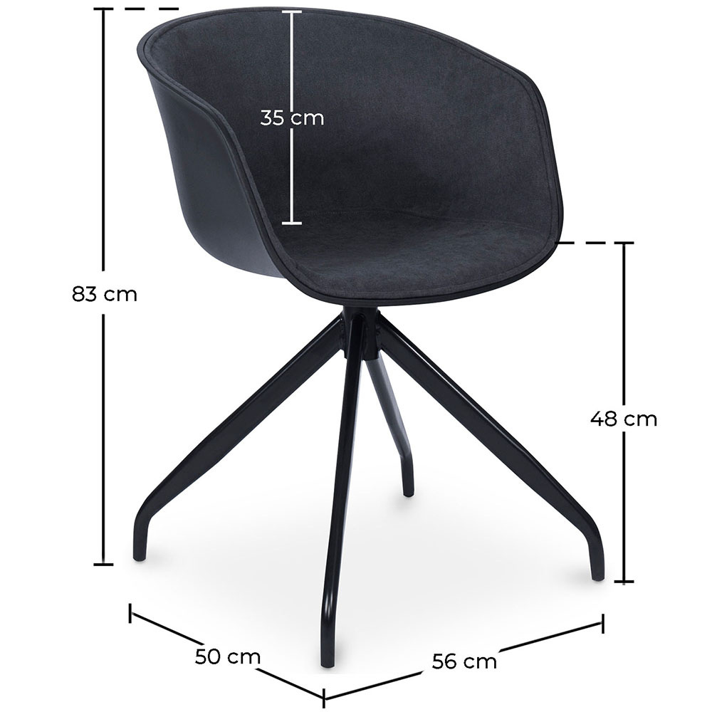 Design Schwarz gepolsterter Bürostuhl mit Armlehnen | Drehstühle