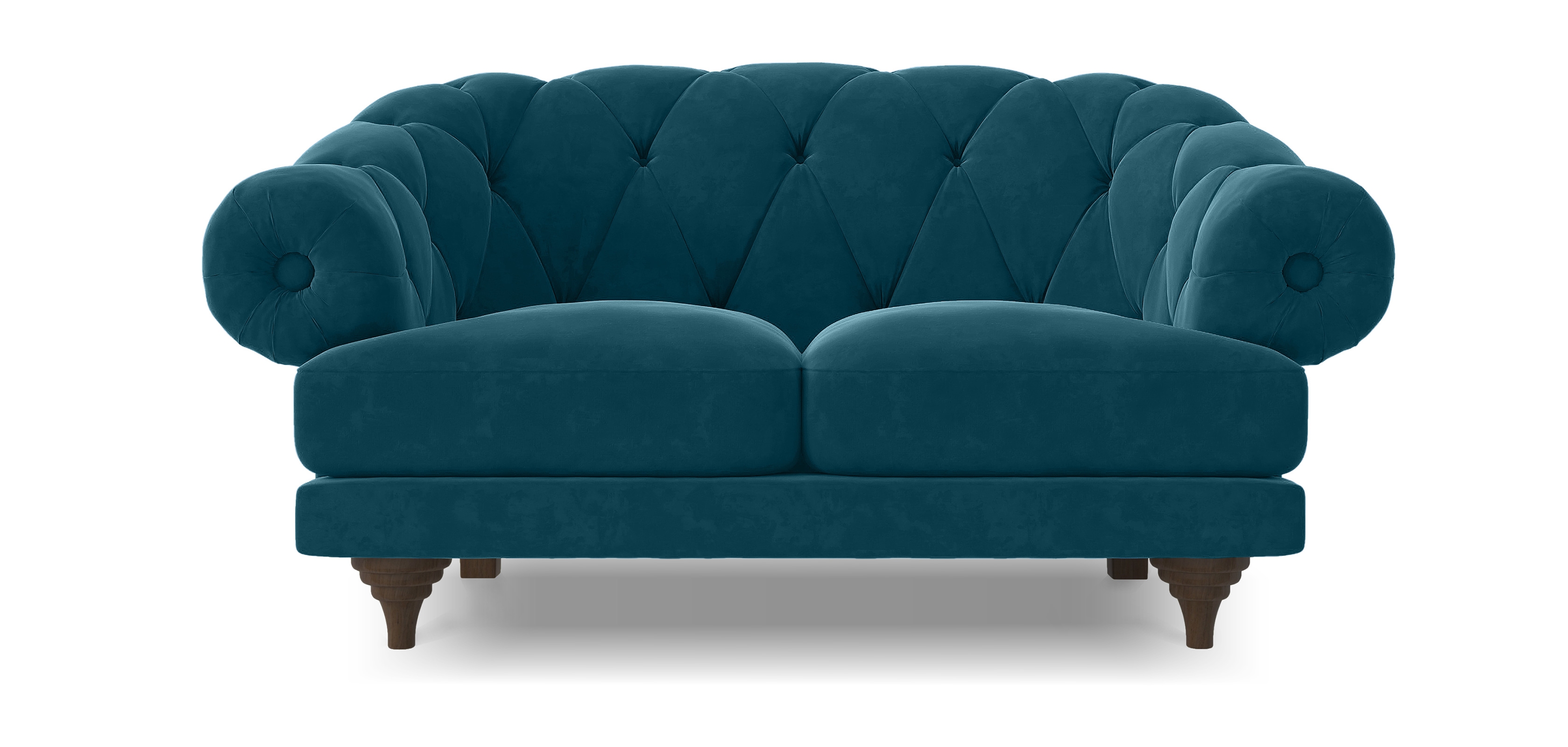 2 seater blue leather chesterfield sofa