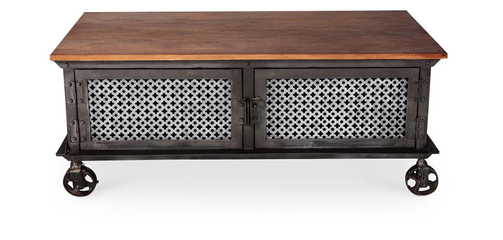 Industrial Style Kaffeetisch mit Rädern - Avara